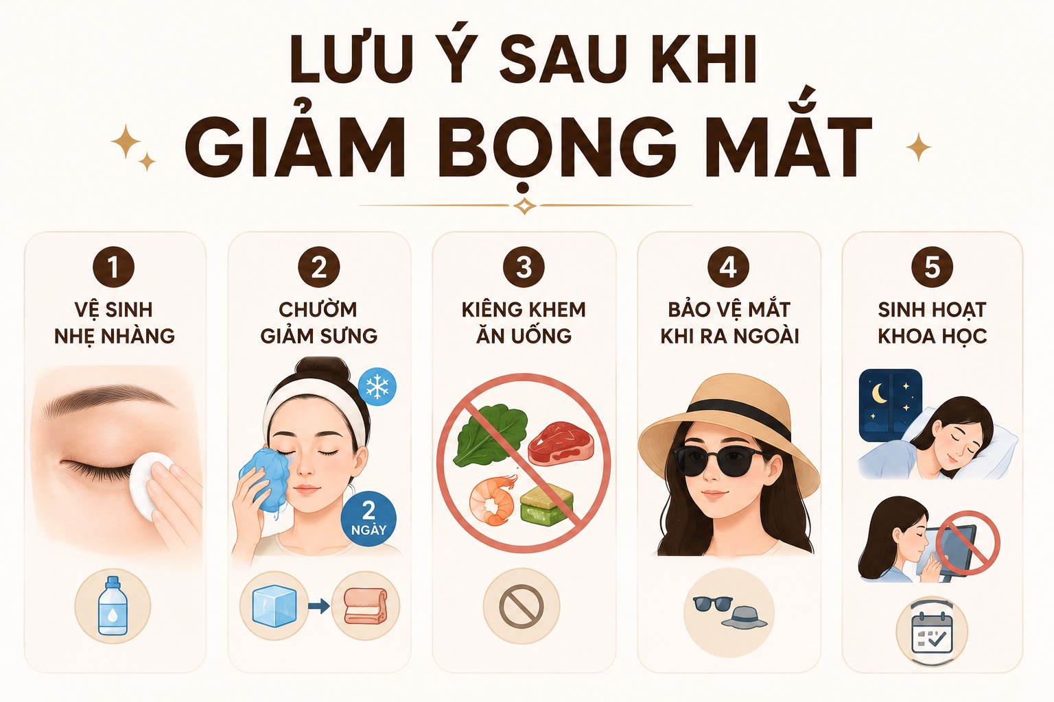 Bí quyết trị bọng mắt tận gốc cho đôi mắt trẻ trung rạng rỡ Lưu ý quan trọng sau khi giảm bọng mắt