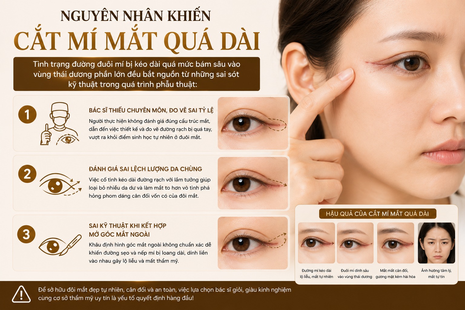 Cắt mí mắt quá dài có sửa được không? Cách khắc phục an toàn nhất Nguyên nhân khiến cắt mí mắt quá dài