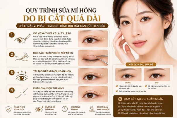 Cắt mí mắt quá dài có sửa được không? Cách khắc phục an toàn nhất Phương pháp sửa cắt mí mắt quá dài an toàn