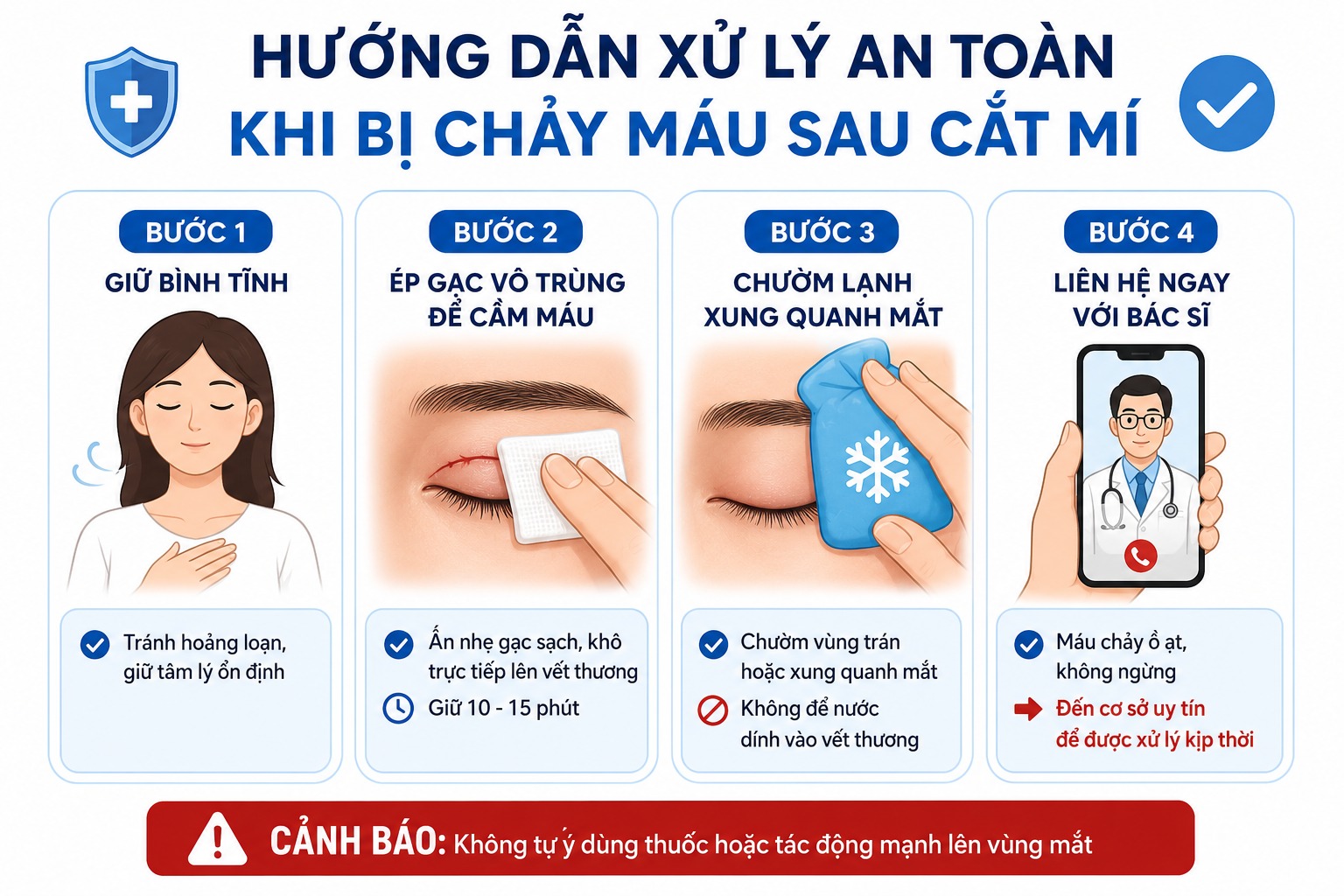 Cắt mí về bị chảy máu có nguy hiểm không? Nguyên nhân & Cách khắc phục Cắt mí về bị chảy máu
