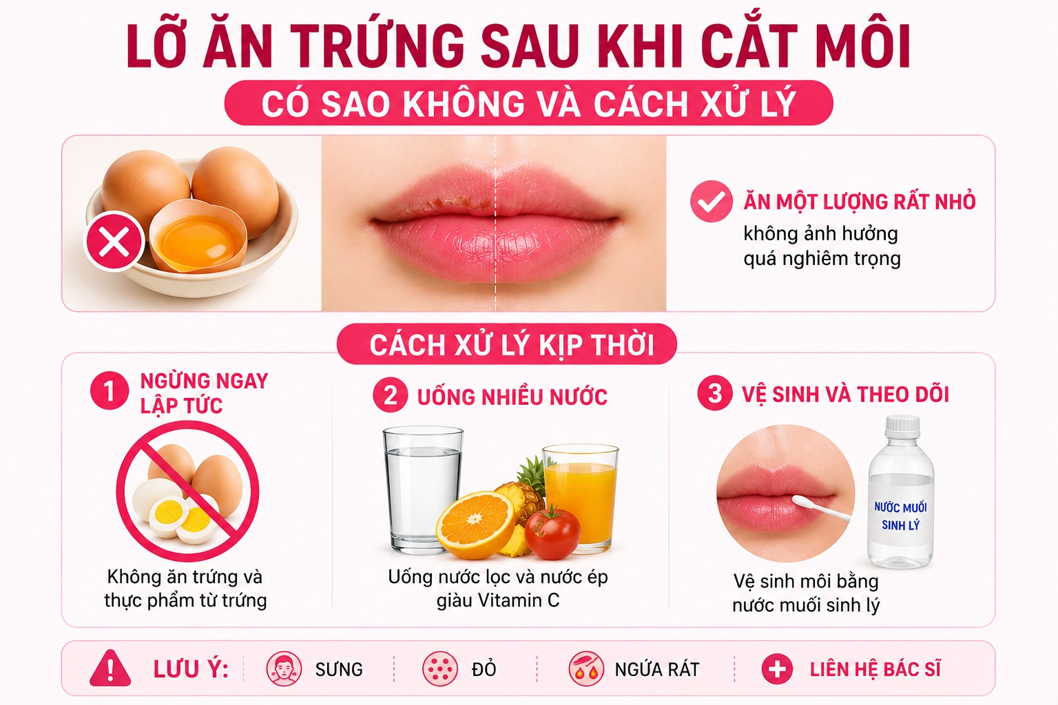 Phẫu thuật cắt môi có được ăn trứng không? Lưu ý quan trọng khi chăm sóc cắt môi có được ăn trứng không