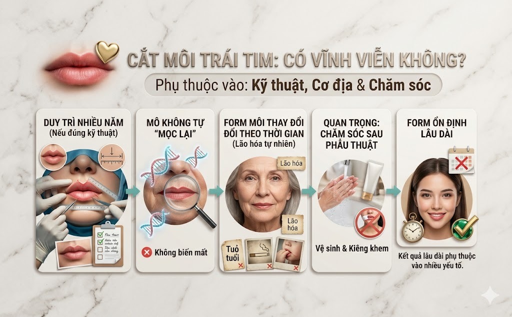 Is lip reshaping surgery permanent? Cắt môi trái tim có được vĩnh viễn không?