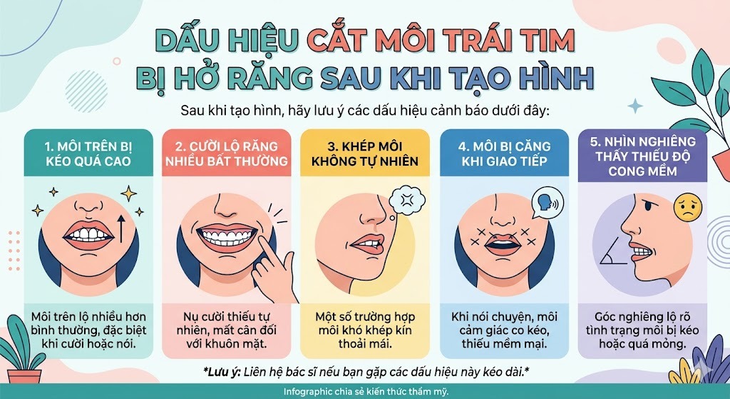 Cắt môi trái tim bị hở răng là do đâu? Có sửa được không? Dấu hiệu cắt môi trái tim bị hở răng sau khi tạo hình