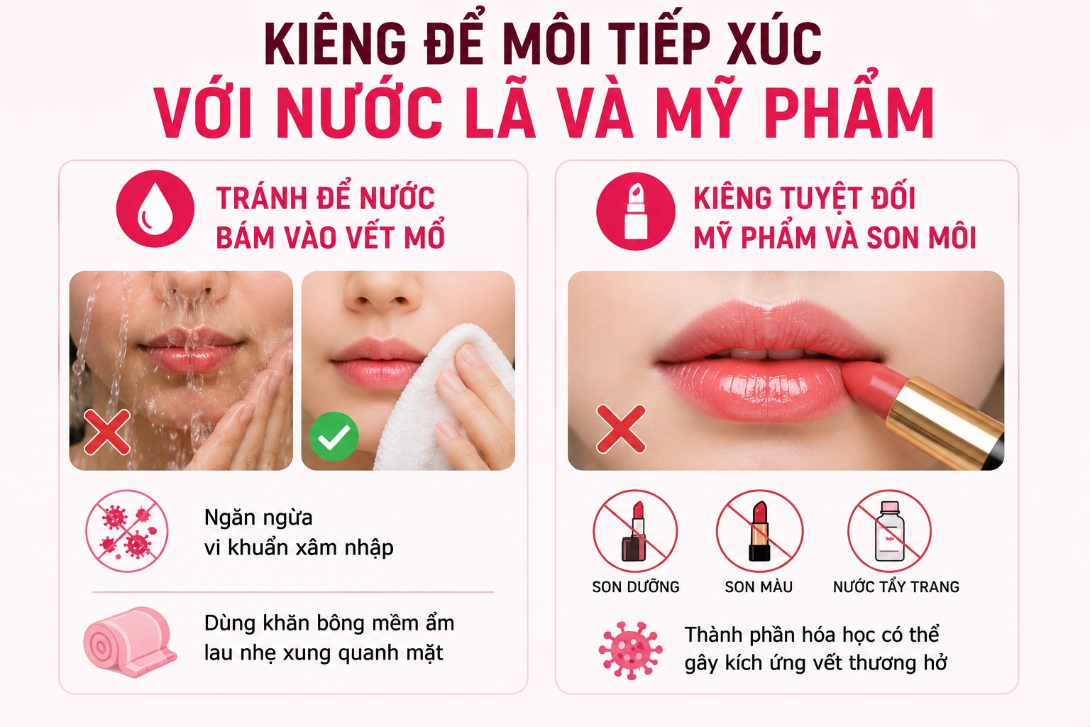 Cắt môi xong nên kiêng gì? Top những thực phẩm và thói quen cần tránh cắt môi xong nên kiêng gì