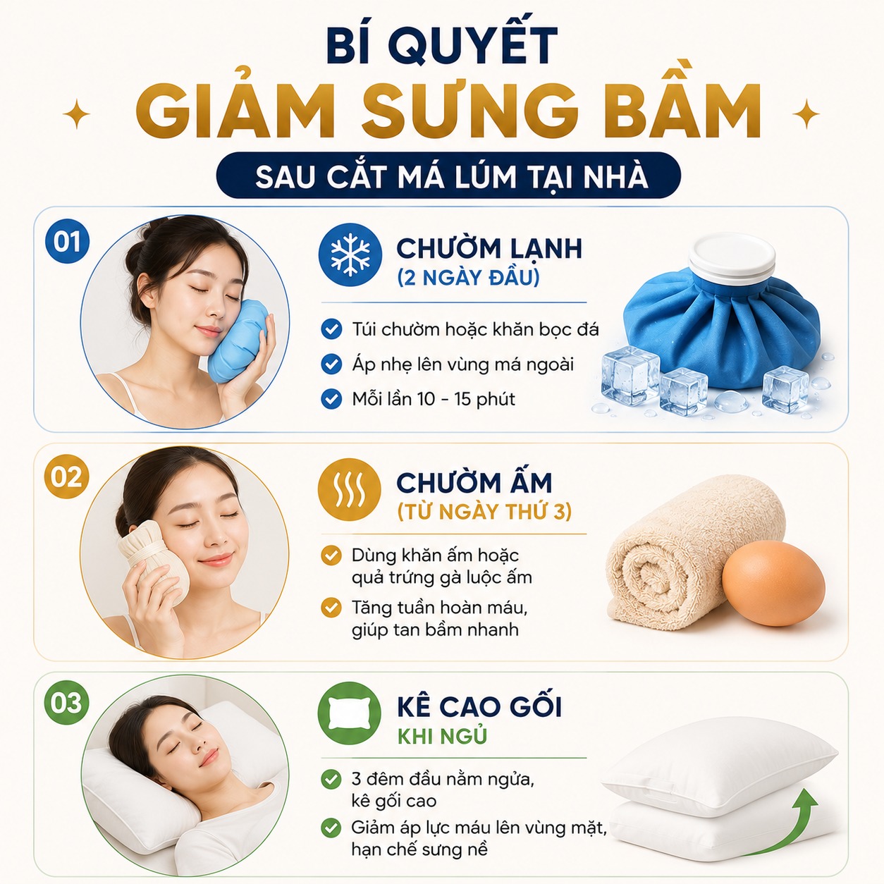 chăm sóc sau tạo má lúm đồng tiền