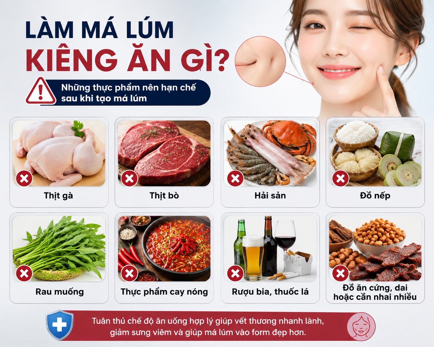 Làm má lúm kiêng ăn gì?