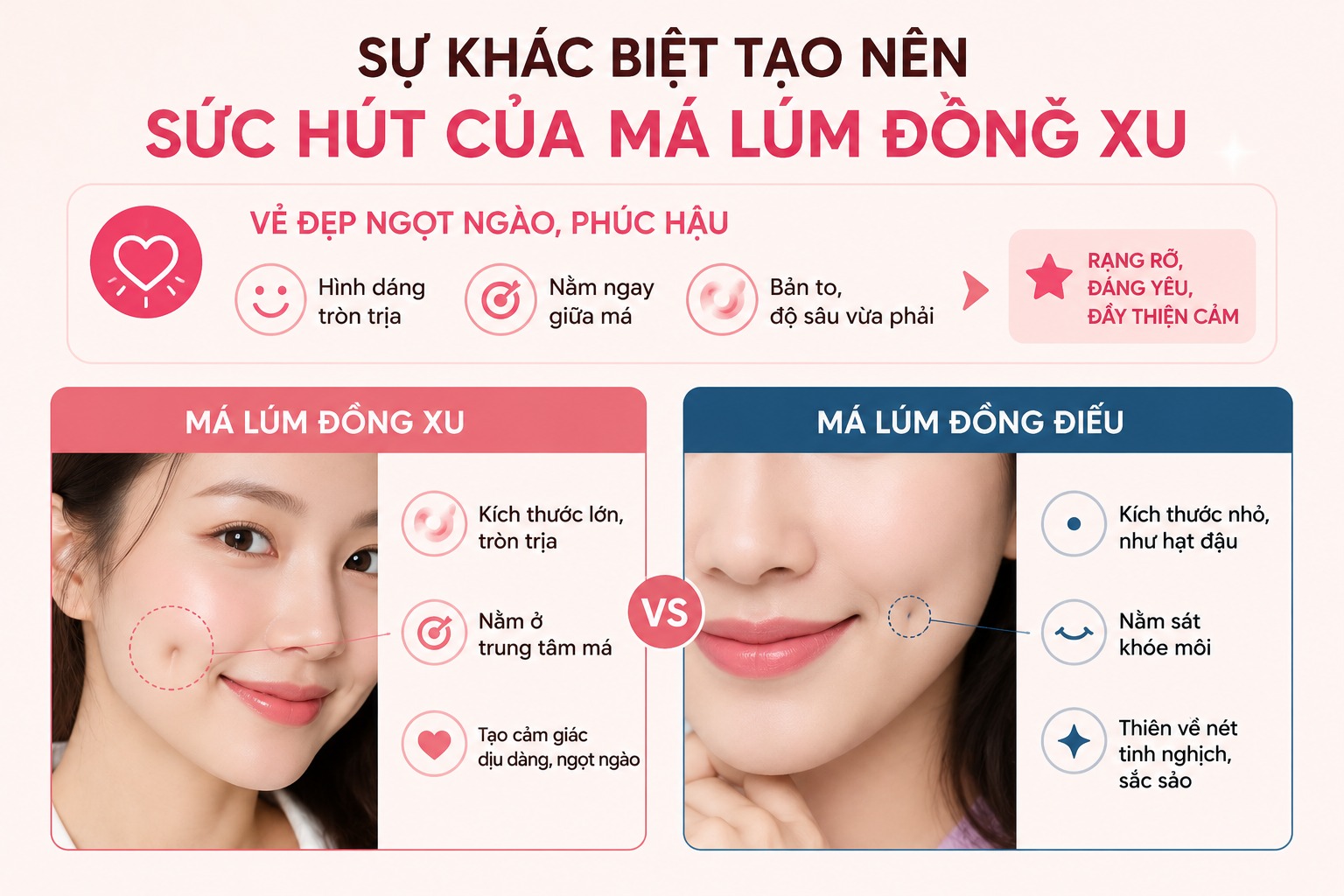 Sự khác biệt tạo nên sức hút của má lúm đồng xu