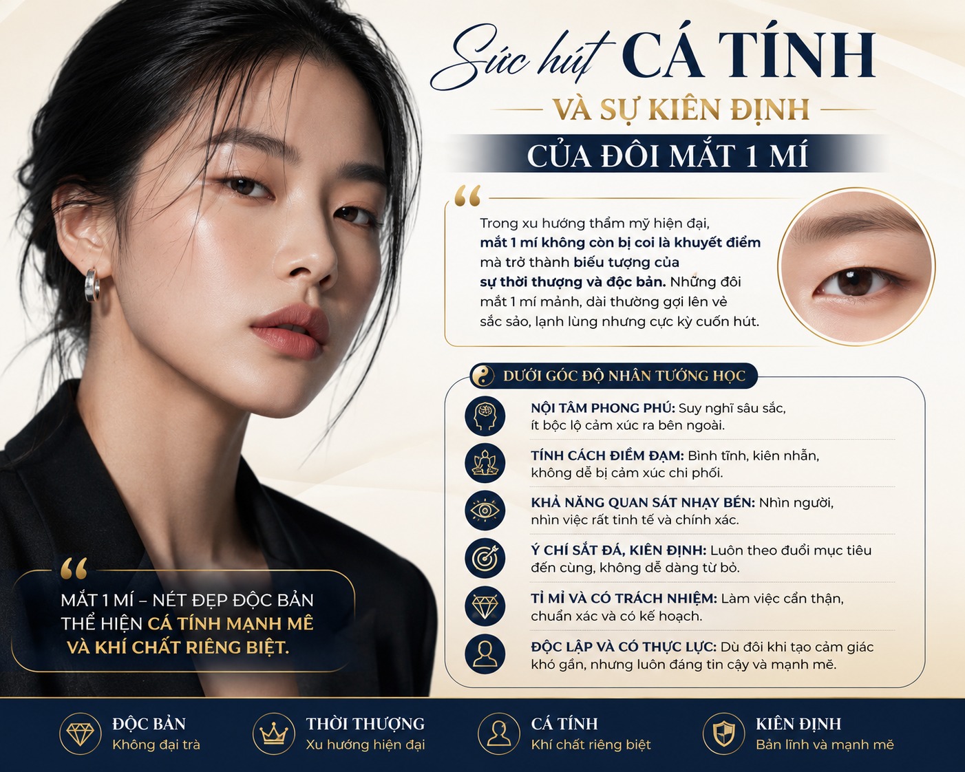 Mắt 1 mí hay 2 mí đẹp hơn? Cách tạo mắt 1 mí thành 2 mí rõ nét mắt 1 mí hay 2 mí đẹp hơn
