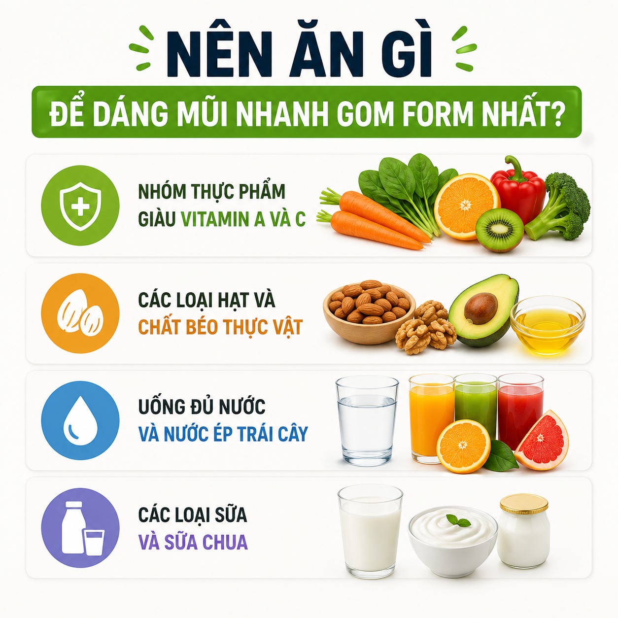 Nâng mũi kiêng ăn bao lâu & Thực phẩm cần tránh để mũi nhanh gom form nâng mũi kiêng ăn bao lâu