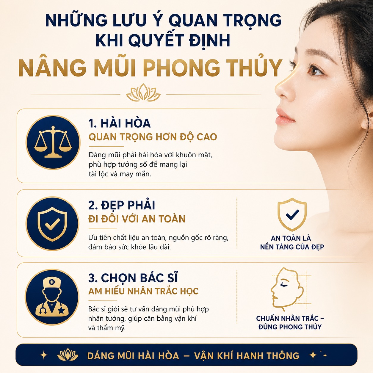 Nâng mũi tài lộc có tốt thật không? Top dáng mũi phú quý phát tài Lưu ý quan trọng khi quyết định nâng mũi phong thủy