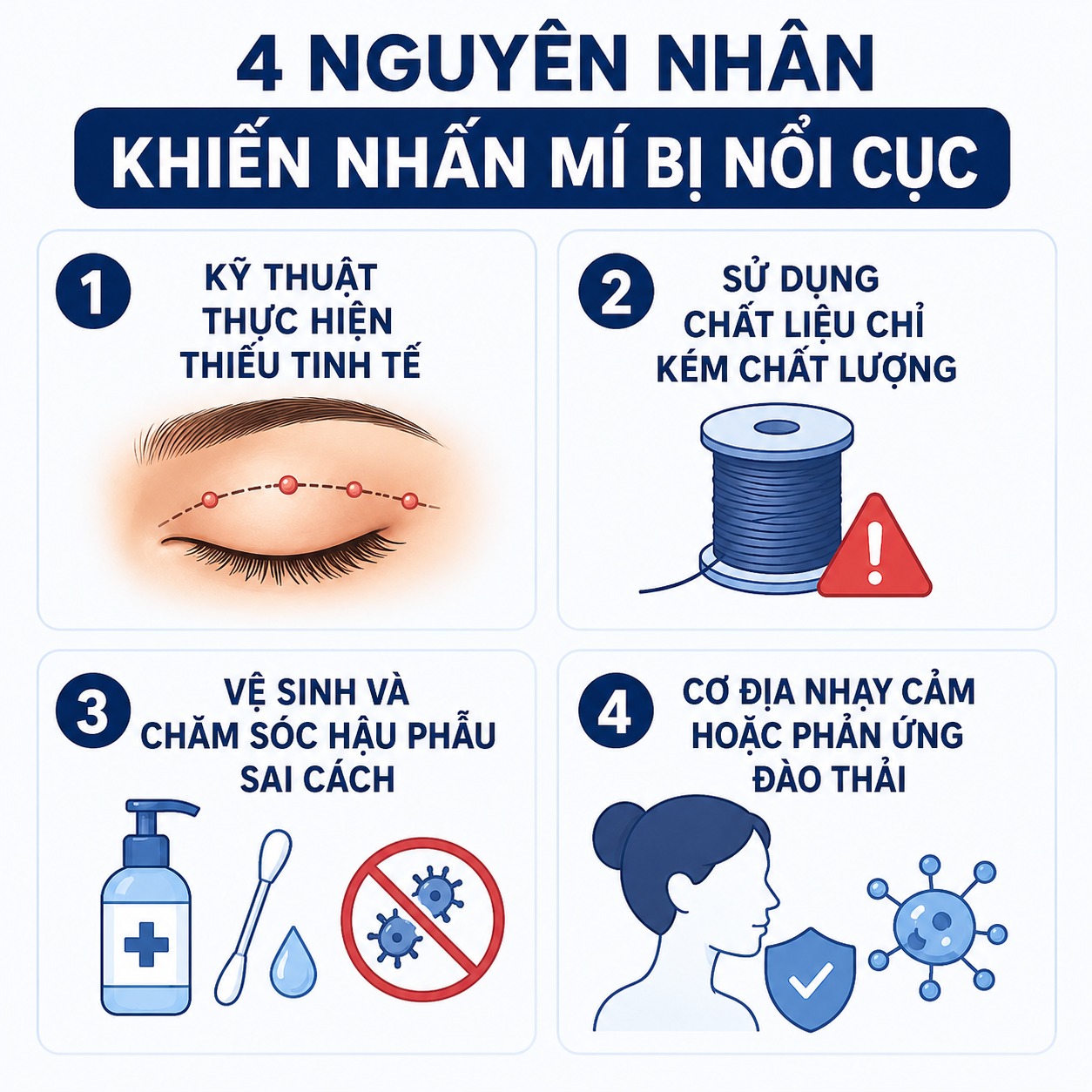 Nhấn mí bị nổi cục: Nguyên nhân, dấu hiệu nguy hiểm và cách xử lý dứt điểm Nguyên nhân phổ biến khiến nhấn mí bị nổi cục