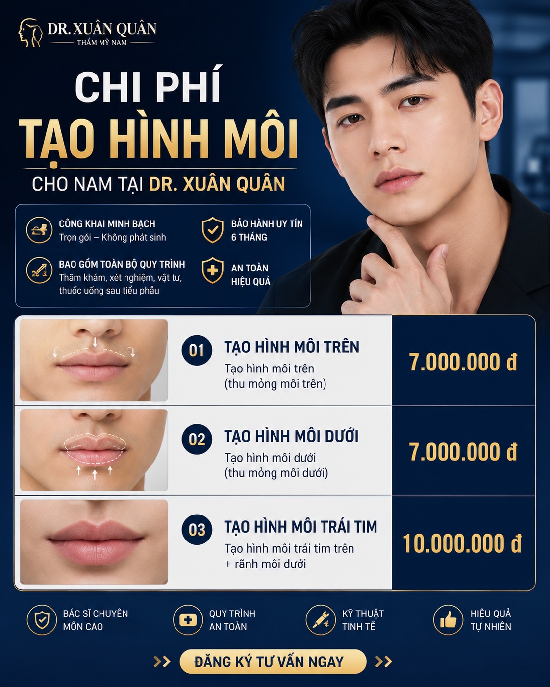 Phẫu thuật môi dày thành mỏng cho kiến tạo bờ môi cuốn hút, chuẩn men phẫu thuật môi dày thành mỏng cho nam