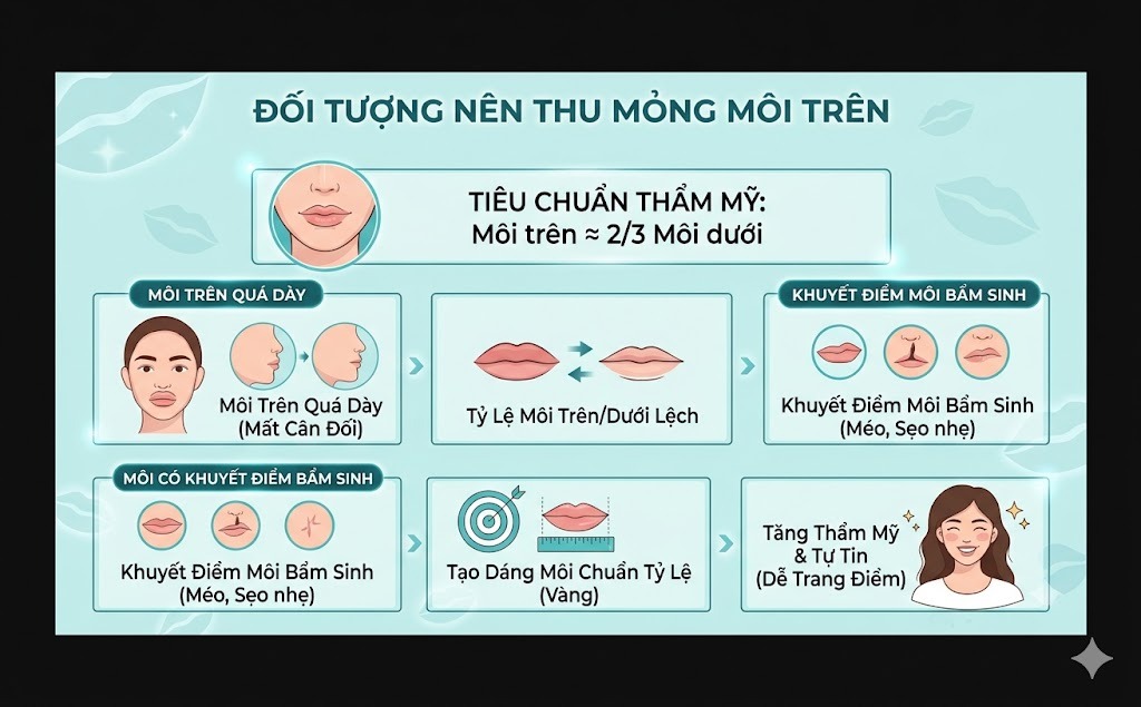 Đối tượng nên thu mỏng môi trên