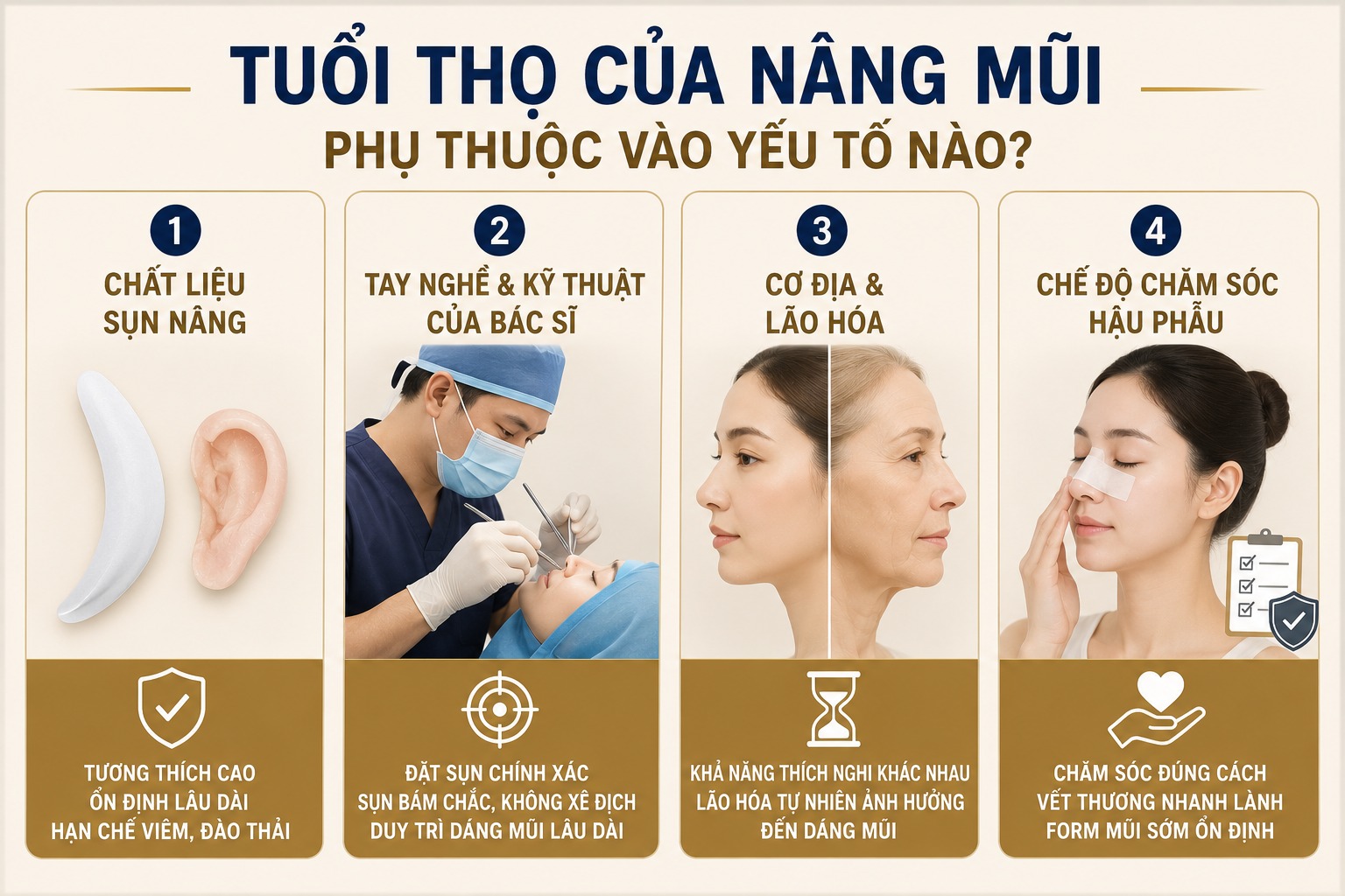 Nâng mũi có được vĩnh viễn không? Yếu tố quyết định tuổi thọ của nâng mũi Tuổi thọ của nâng mũi phụ thuộc vào yếu tố nào?
