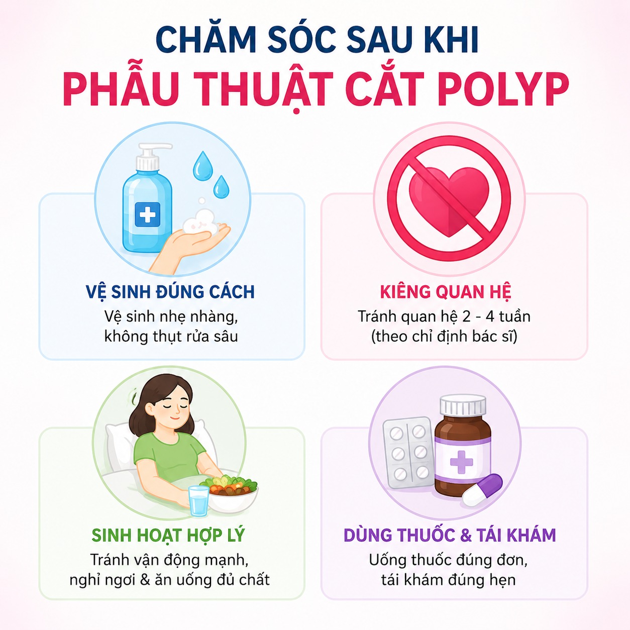 Bóc polyp tử cung Hướng dẫn chăm sóc đúng cách sau khi phẫu thuật cắt polyp