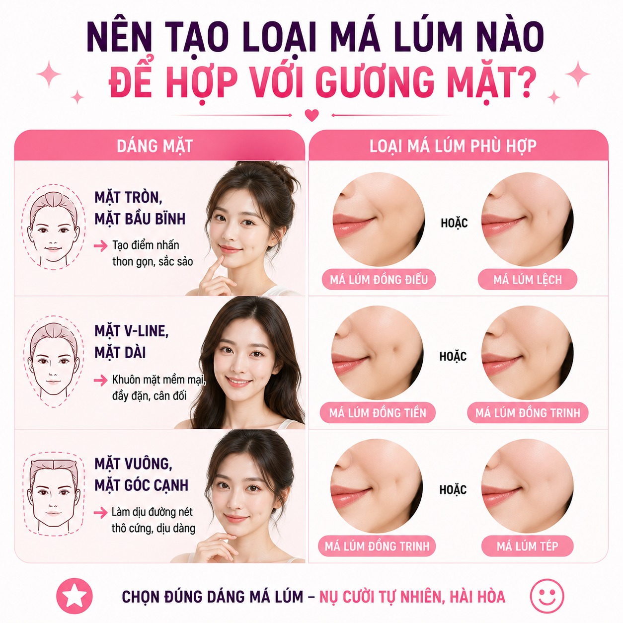 Tổng hợp các loại má lúm đồng tiền phổ biến Nên tạo loại má lúm nào để hợp với gương mặt?