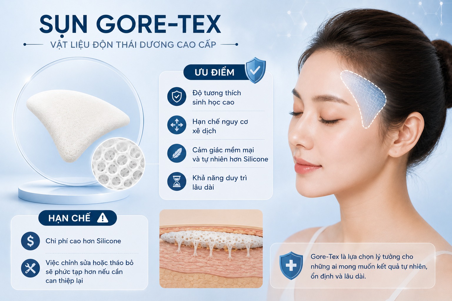 Các loại sụn độn thái dương phổ biến được sử dụng hiện nay Sụn Gore-Tex