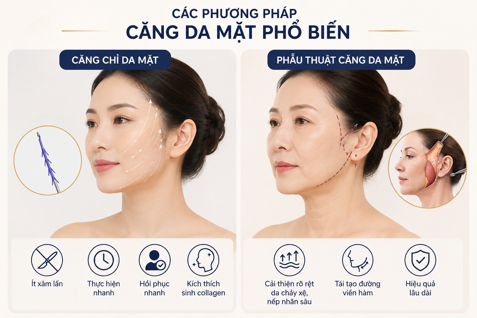 Các phương pháp căng da mặt phổ biến hiện nay