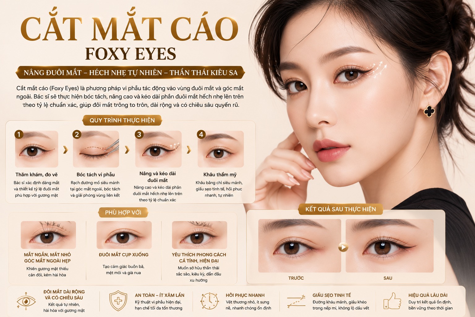 Xu hướng cắt mắt cáo biến hóa đôi mắt kiêu kỳ, thần thái chuẩn “sao” Những ai nên thực hiện phẫu thuật cắt mắt cáo?