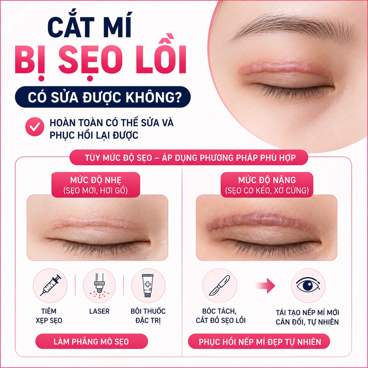 Cắt mí bị sẹo lồi có sửa được không?