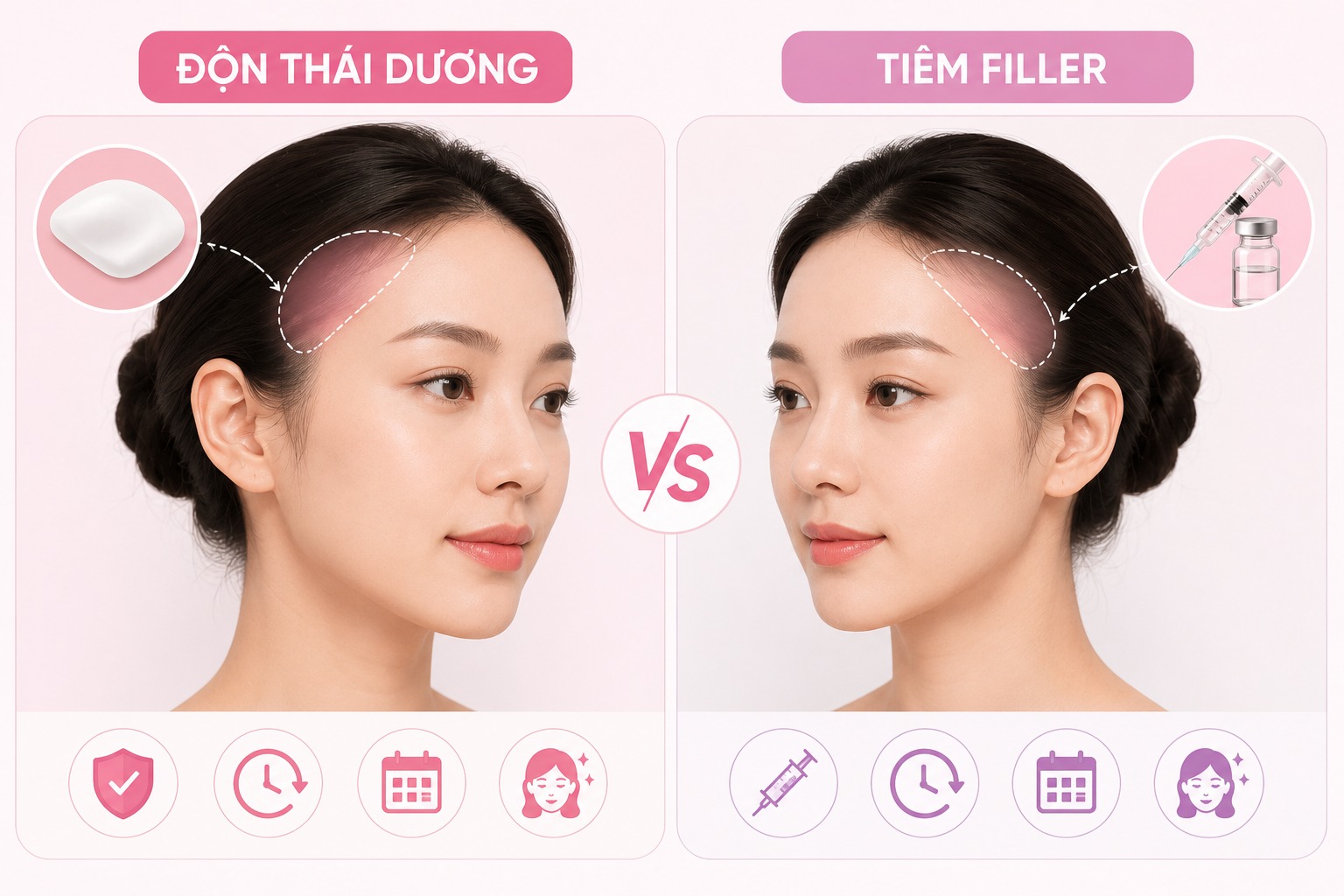 Độn thái dương hay tiêm filler? 