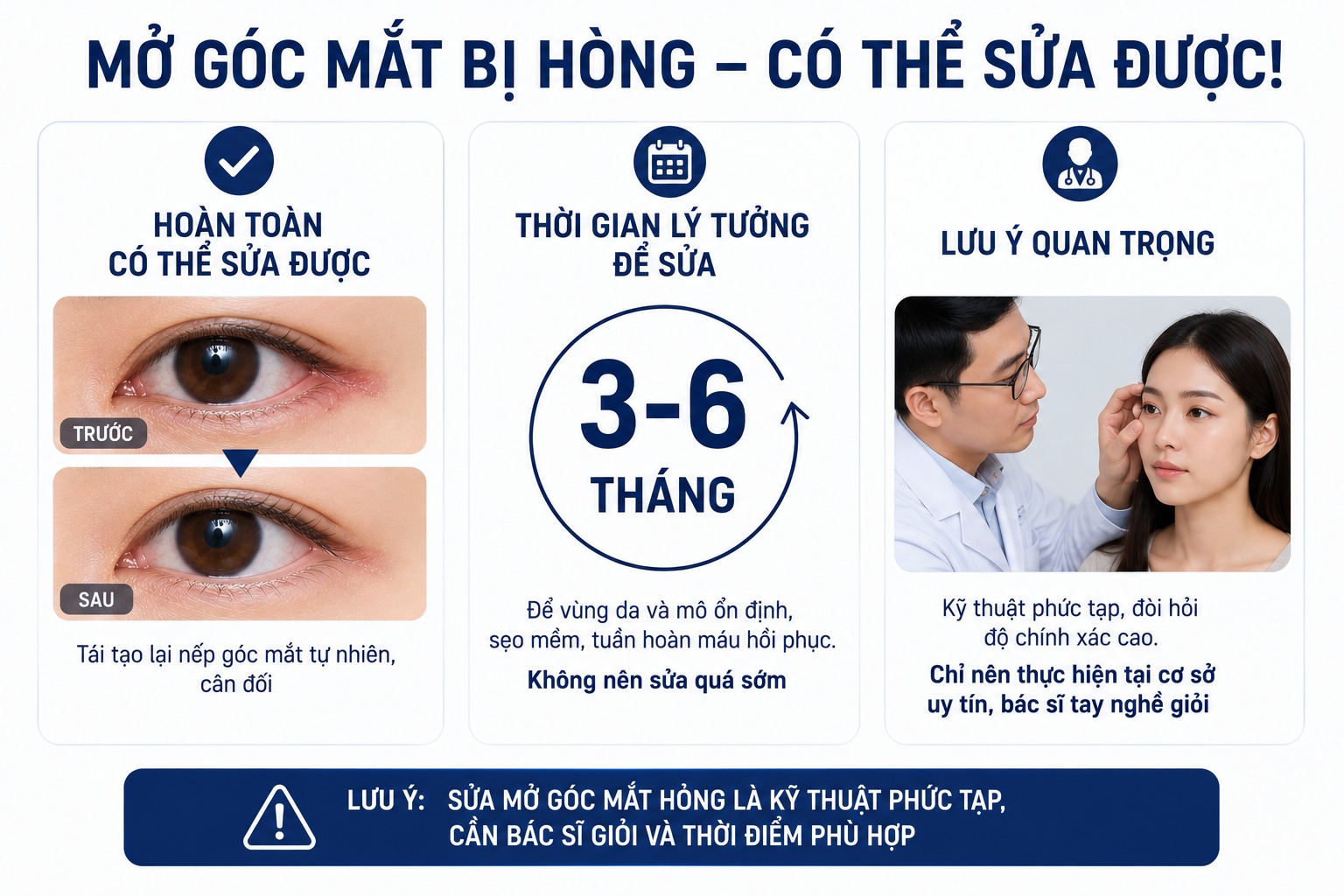 Mở góc mắt bị hỏng có sửa được không? Chi phí bao nhiêu? Mở góc mắt bị hỏng có sửa được không?
