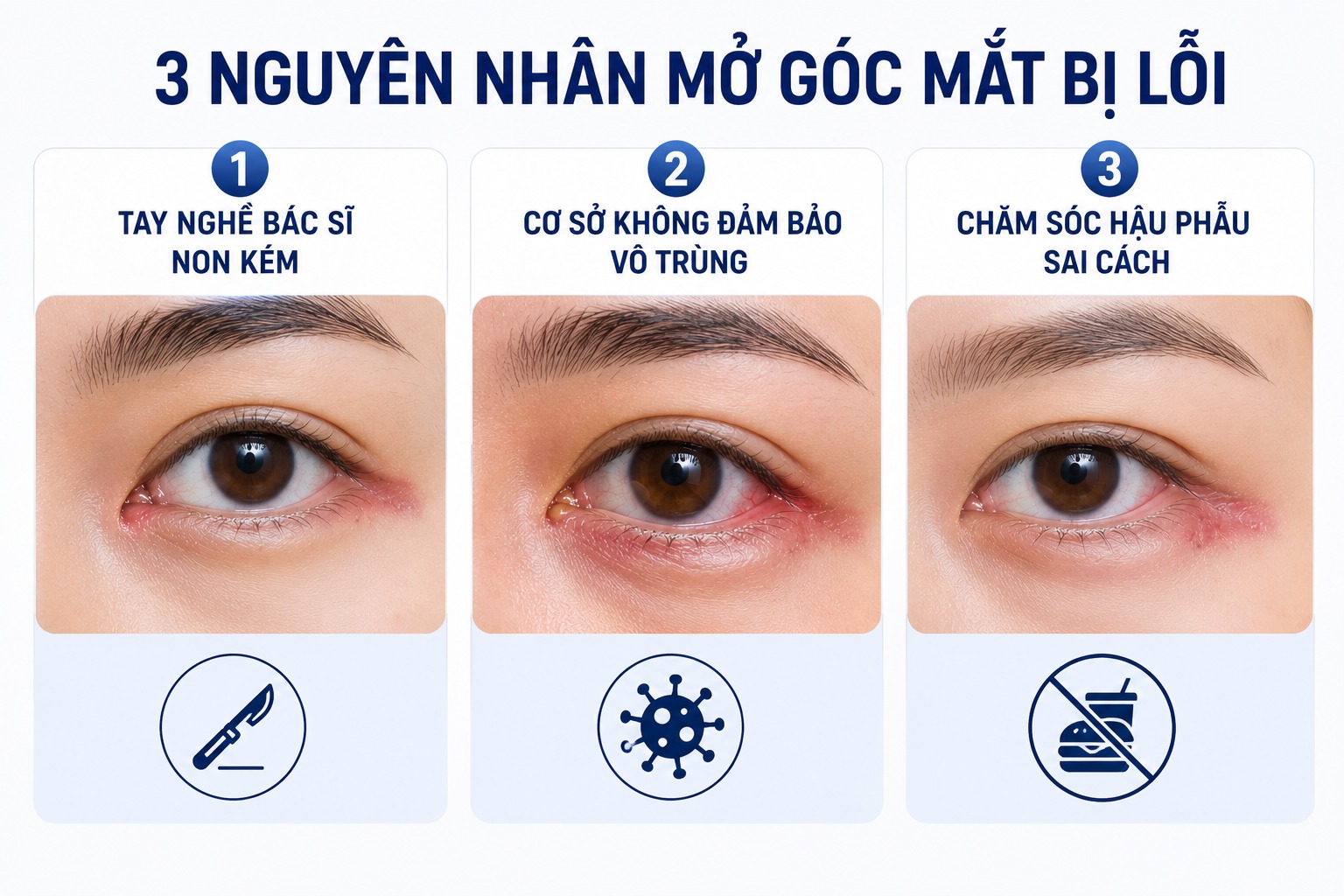 Nguyên nhân dẫn đến tình trạng mở góc mắt bị lỗi