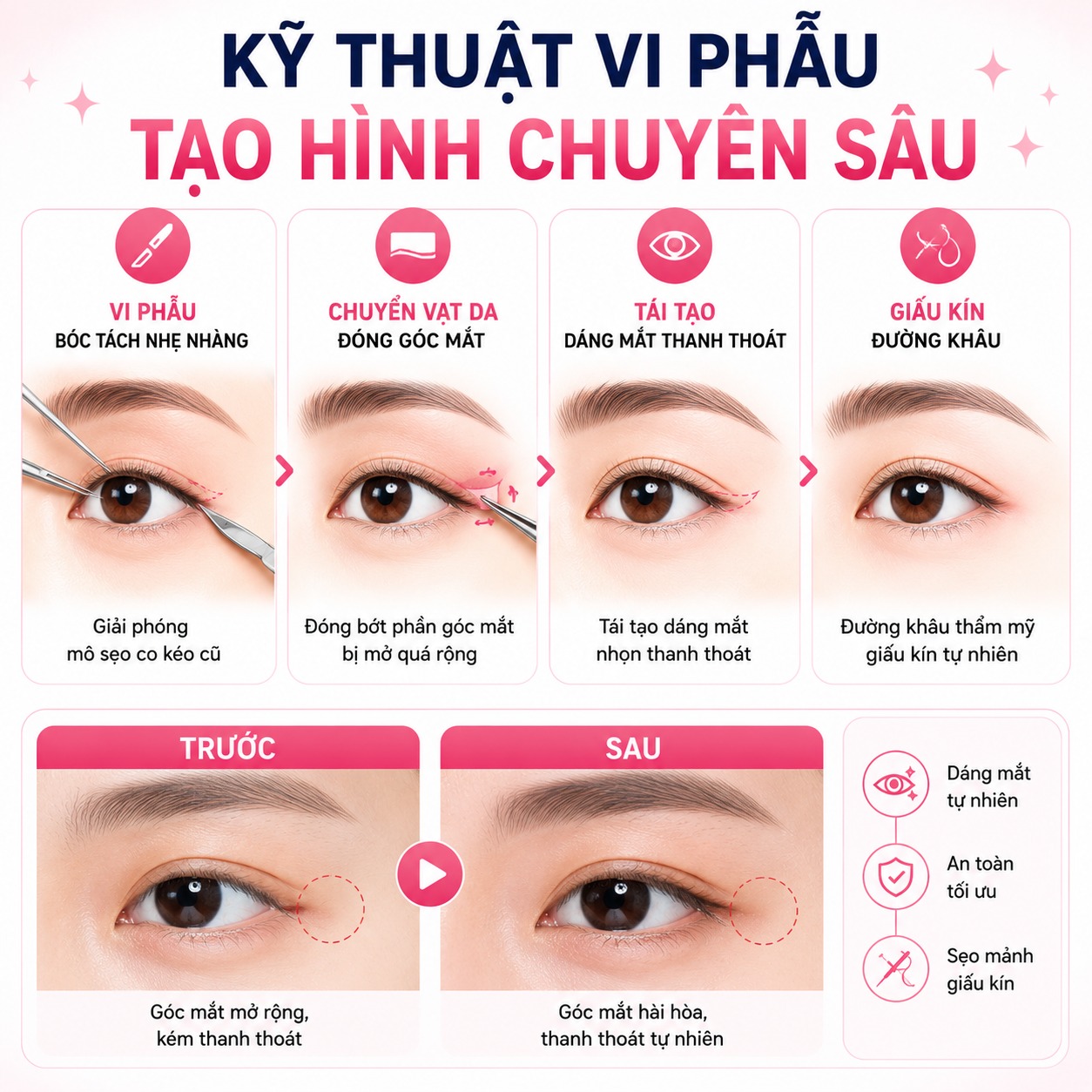Mở góc mắt bị hỏng có sửa được không? Chi phí bao nhiêu? Kỹ thuật vi phẫu tạo hình chuyên sâu