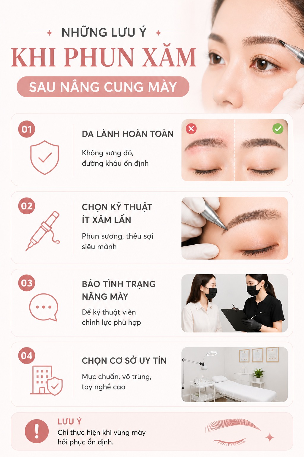 Lưu ý quan trọng khi phun xăm sau nâng cung mày