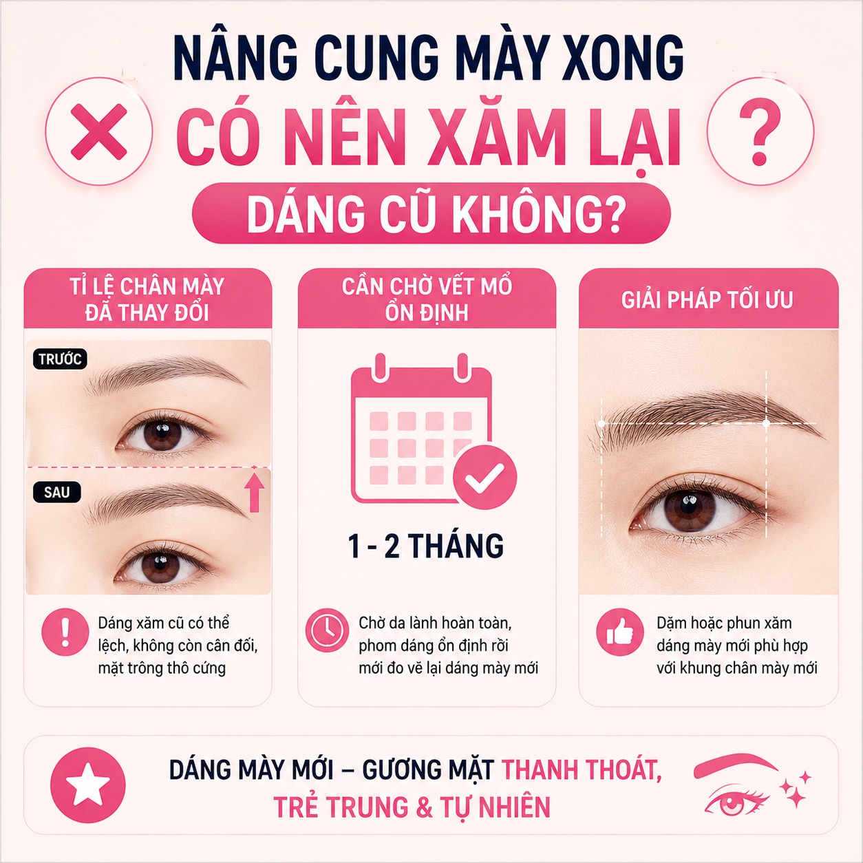Nâng cung mày xong có nên xăm lại dáng cũ không?