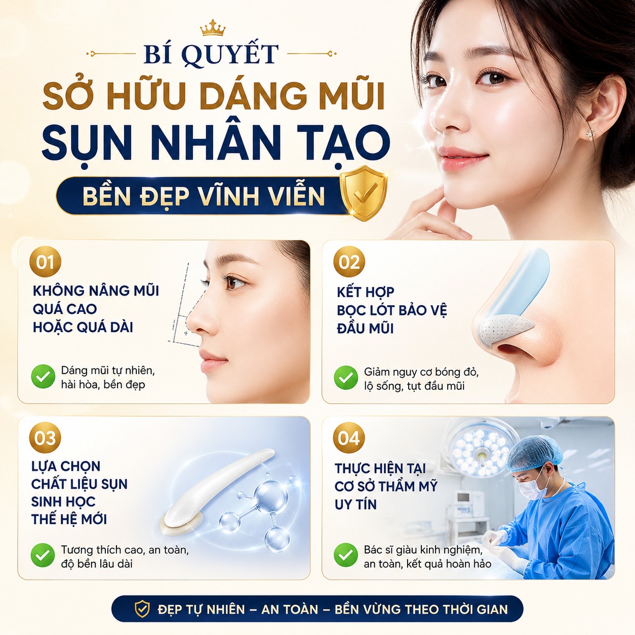 Nâng mũi bằng sụn nhân tạo có vĩnh viễn không? Chuyên gia giải đáp Bí quyết sở hữu dáng mũi sụn nhân tạo bền đẹp vĩnh viễn