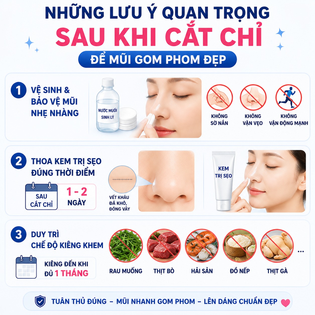 Nâng mũi bao lâu thì cắt chỉ? Cắt chỉ có đau không? Lưu ý sau khi cắt chỉ để mũi gom phom đẹp