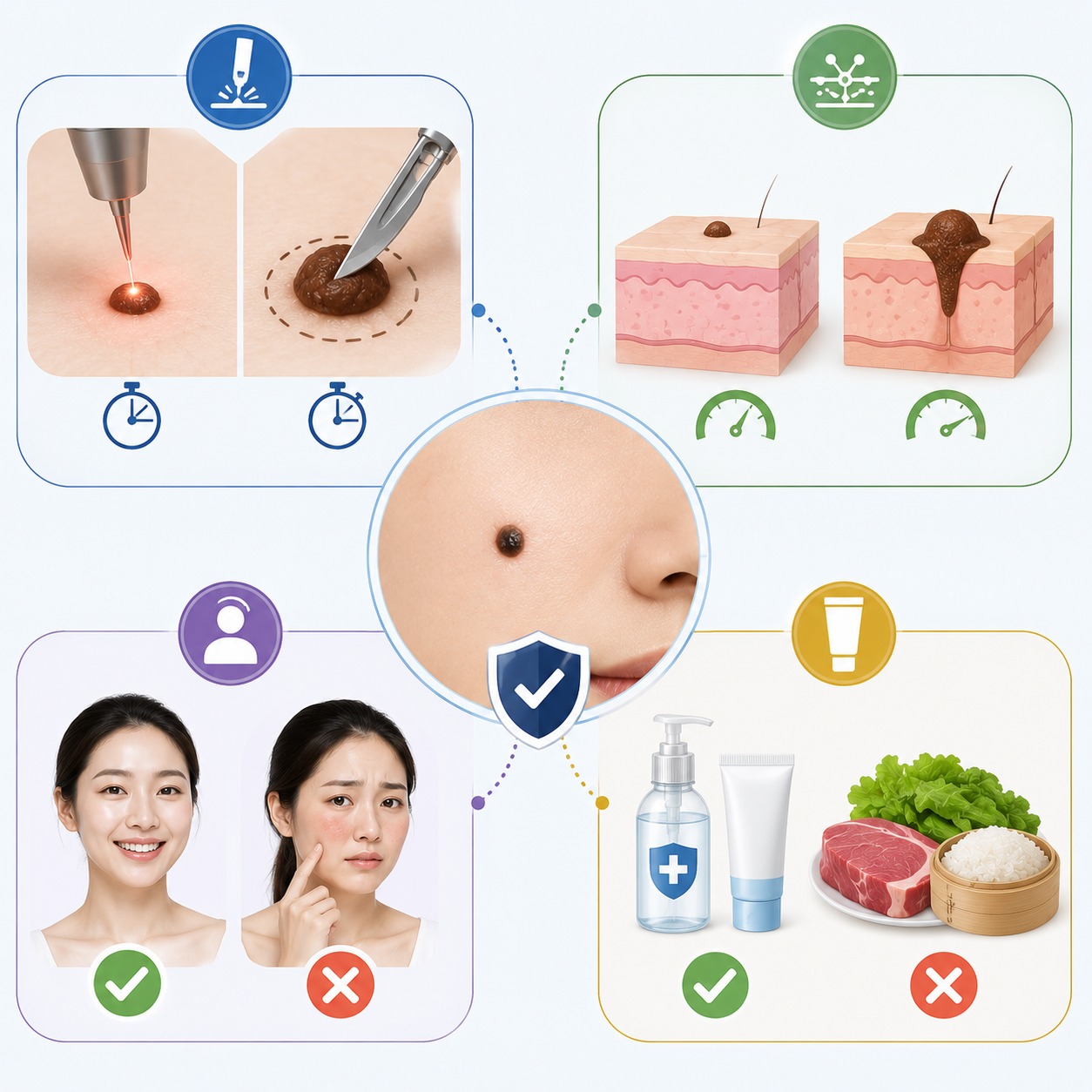 Tẩy nốt ruồi bao lâu thì lành hẳn? Cách chăm sóc để da mịn, không sẹo Yếu tố ảnh hưởng đến thời gian lành thương sau khi tẩy nốt ruồi