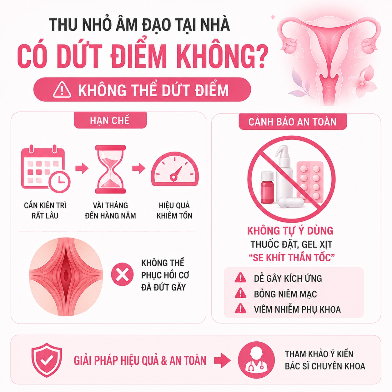 Có bài tập thu nhỏ âm đạo tại nhà không? Giải pháp se khít an toàn, nhanh chóng Thu nhỏ âm đạo tại nhà có thực sự dứt điểm không?