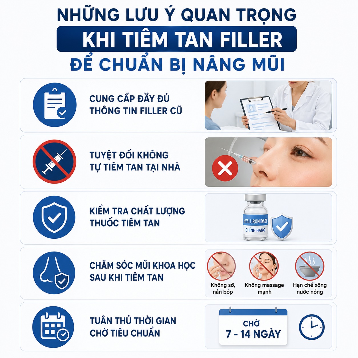 Những lưu ý quan trọng khi tiêm tan filler để chuẩn bị nâng mũi