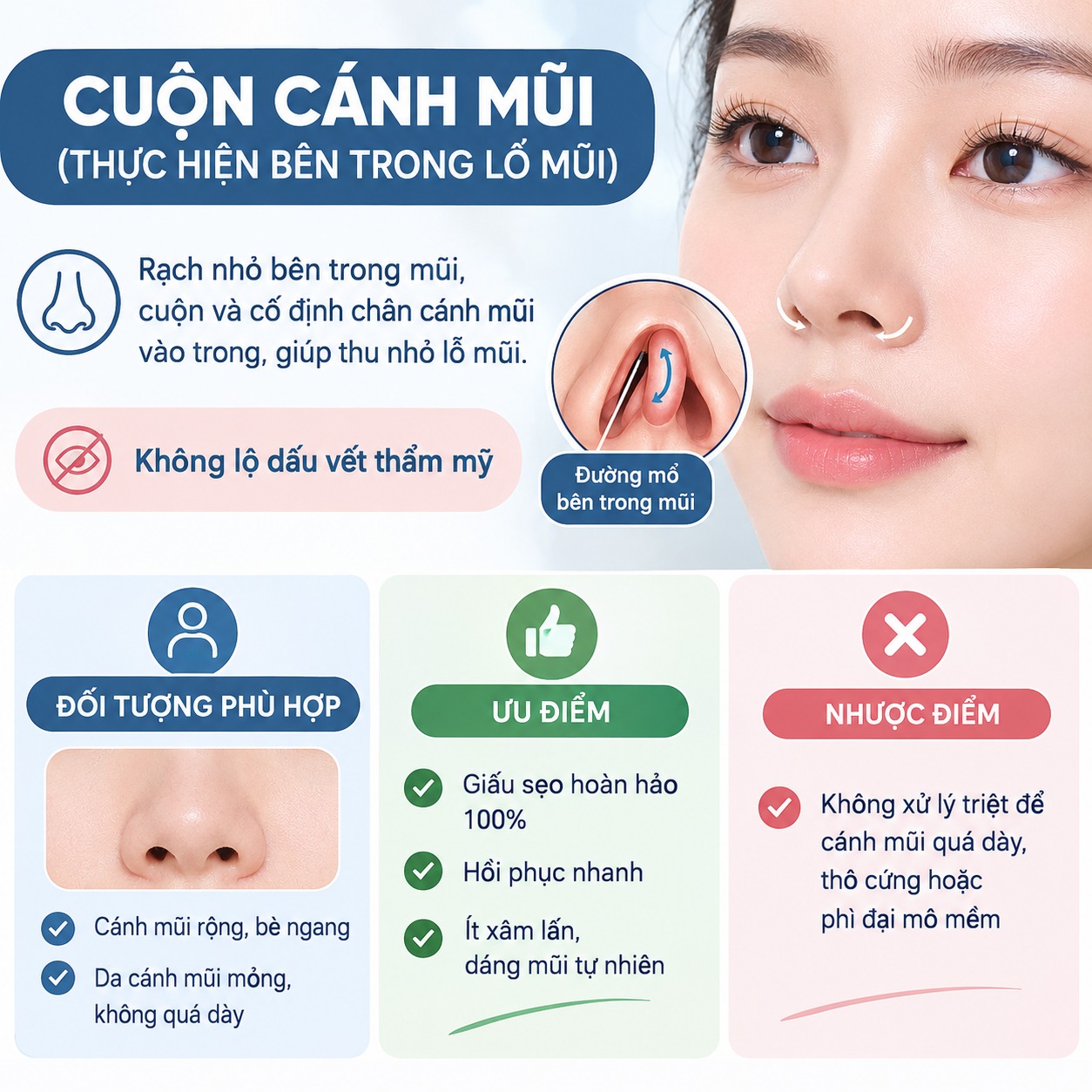Cuộn cánh mũi (Thực hiện bên trong lỗ mũi)