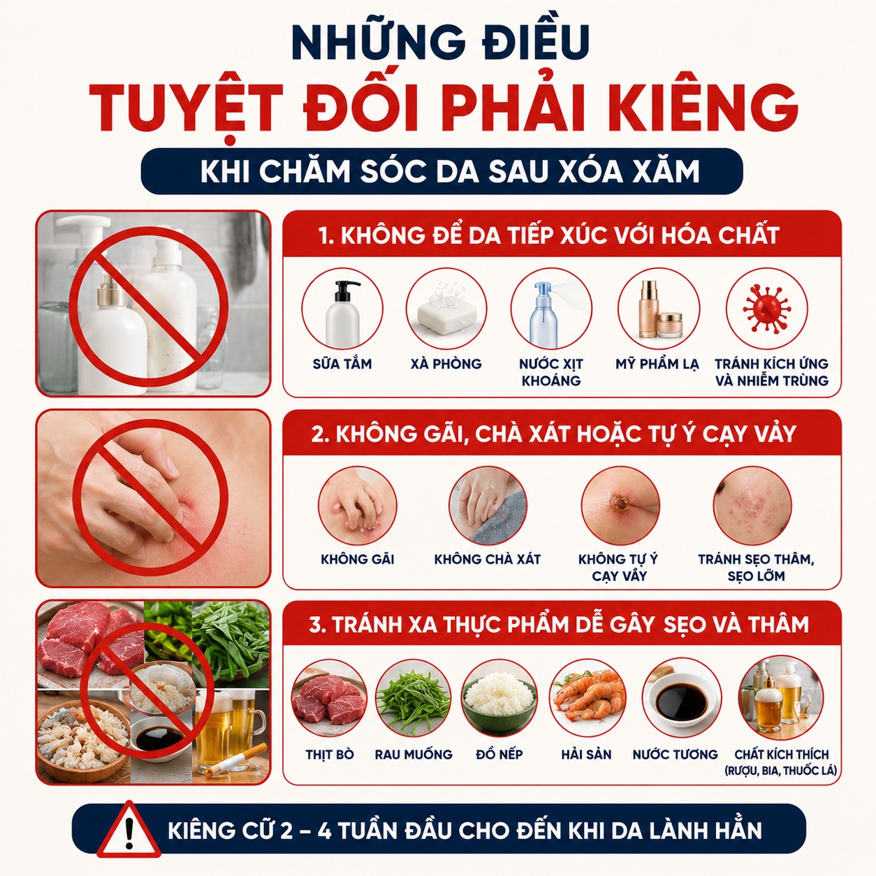 Hướng dẫn chăm sóc da sau khi xóa xăm tránh để lại sẹo Điều tuyệt đối phải kiêng khi chăm sóc da sau xóa xăm