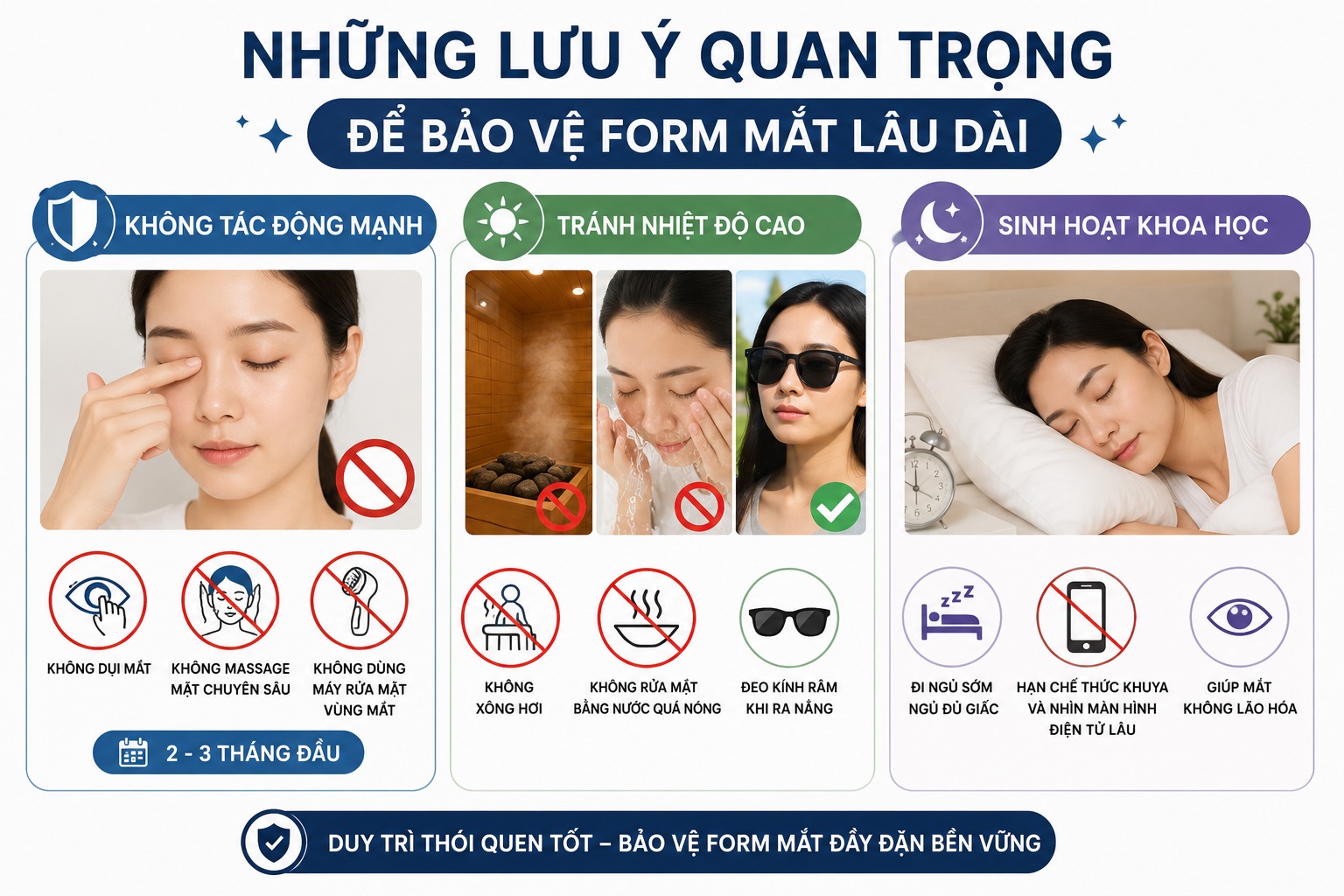 Chăm sóc sau cấy mỡ hốc mắt như nào để nhanh đẹp, không sưng bầm Lưu ý quan trọng để bảo vệ form mắt lâu dài