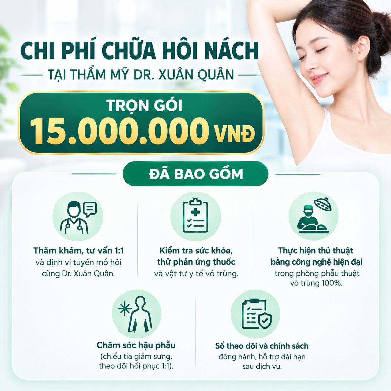 Chi phí chữa hôi nách tại Thẩm mỹ Dr. Xuân Quân