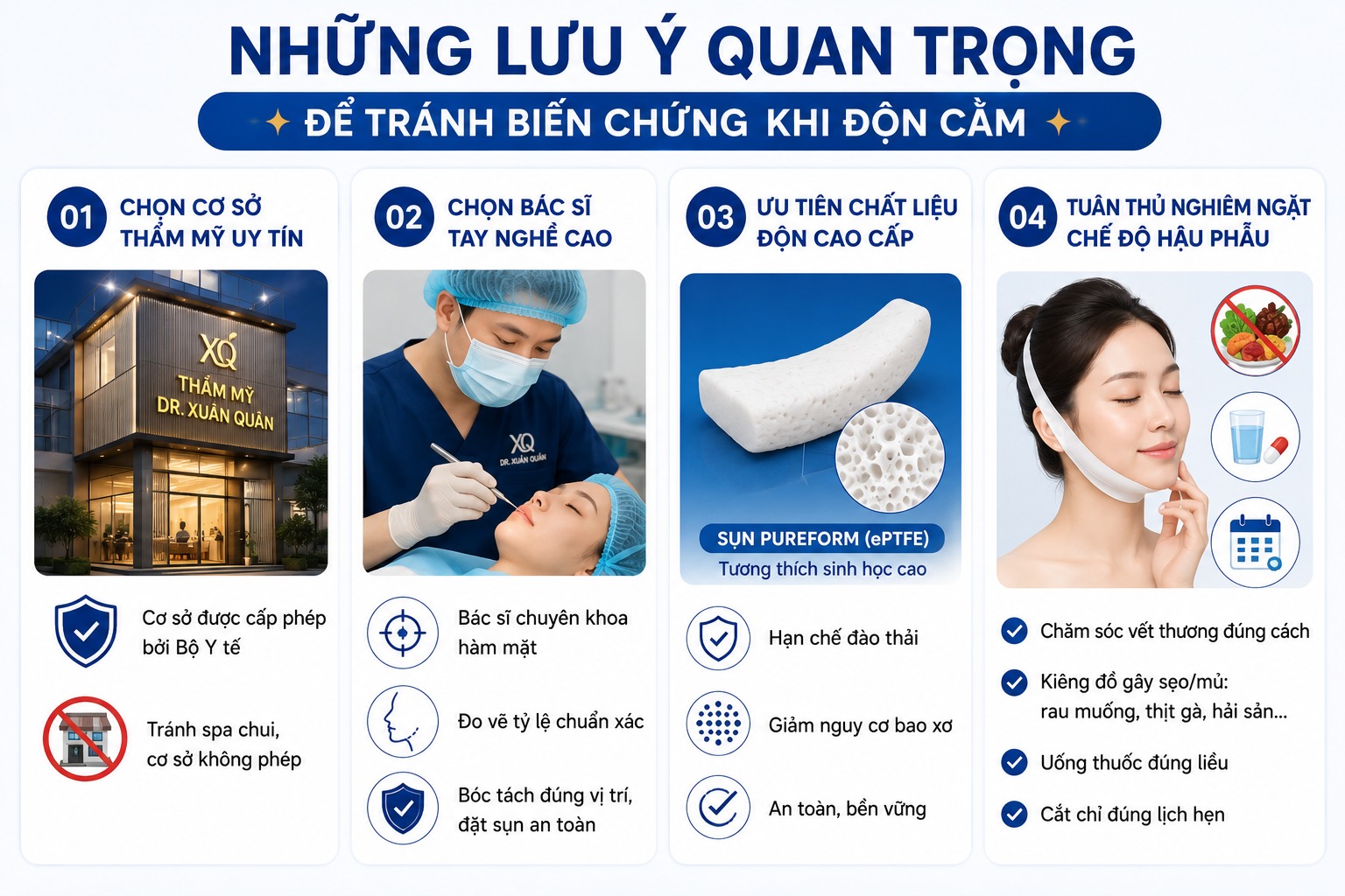 Những lưu ý quan trọng để tránh biến chứng khi độn cằm