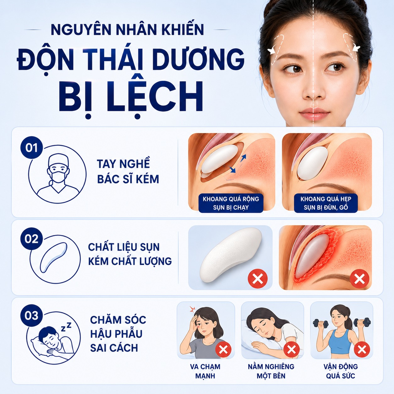 Nguyên nhân khiến phẫu thuật độn thái dương bị lệch