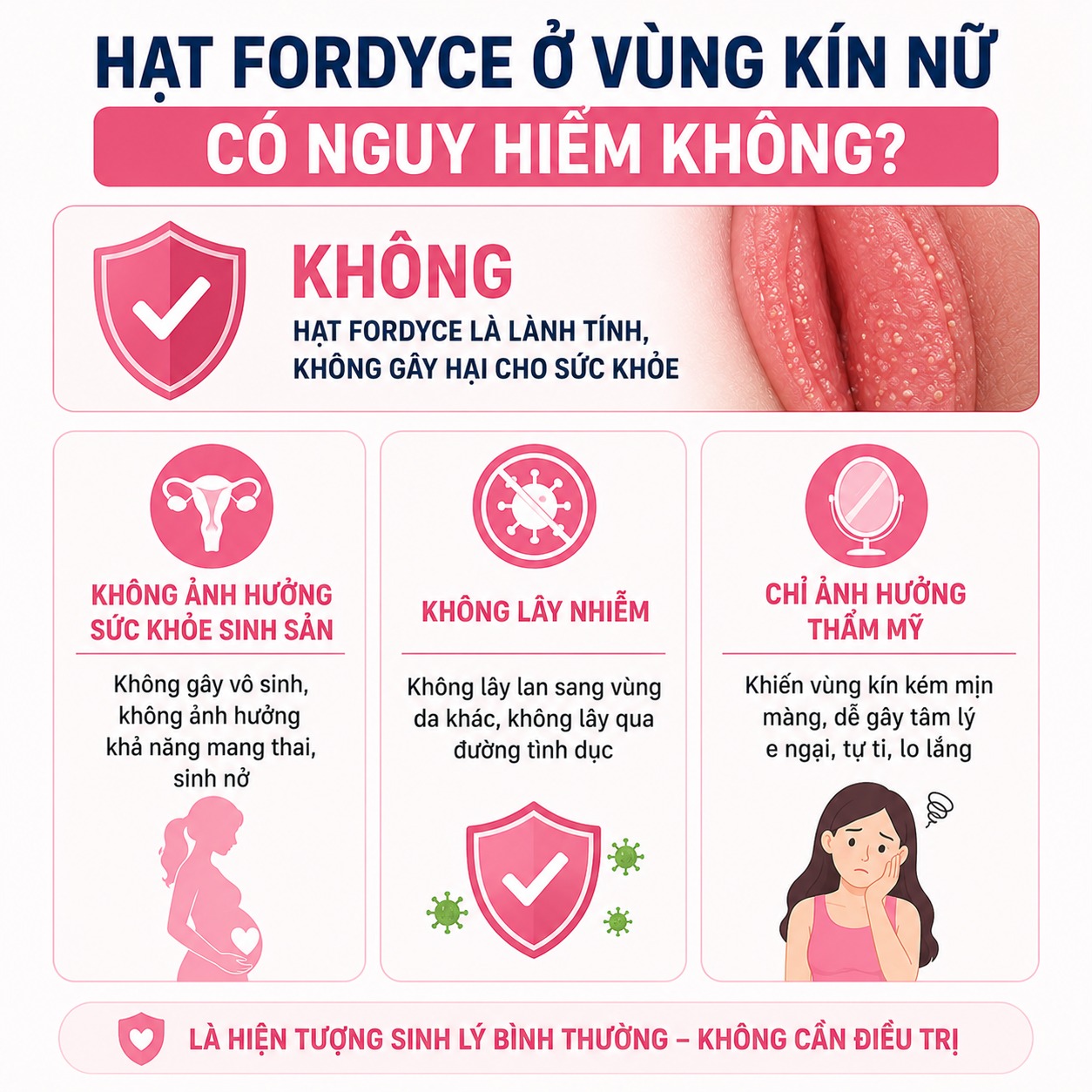 Fordyce granules in the female genital area Hạt fordyce ở vùng kín nữ có nguy hiểm không?