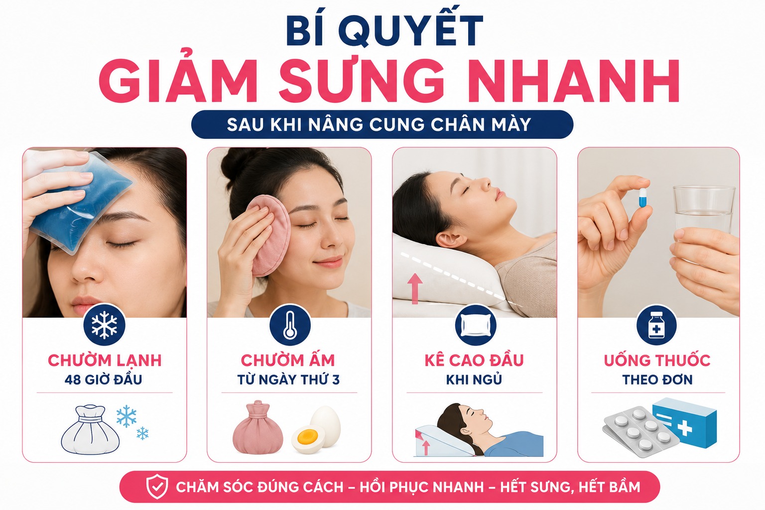 Nâng cung chân mày bị sưng có sao không? Khi nào cần gặp bác sĩ? Bí quyết giảm sưng nhanh sau khi nâng cung chân mày