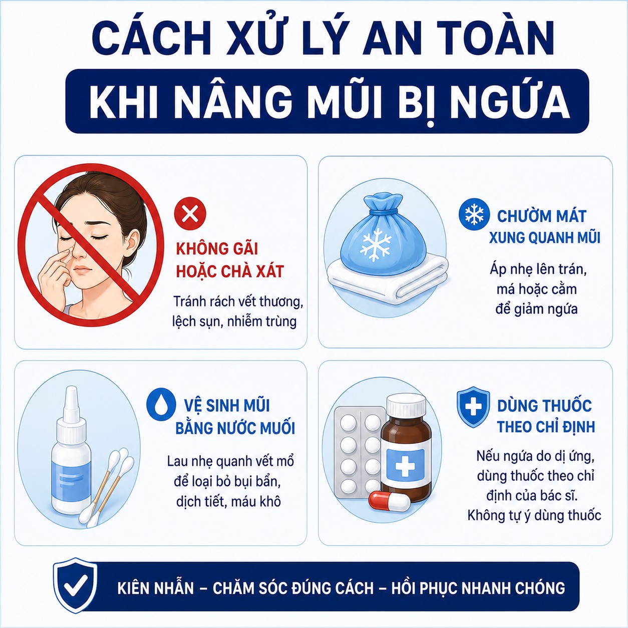 Cách xử lý an toàn khi gặp tình trạng nâng mũi bị ngứa
