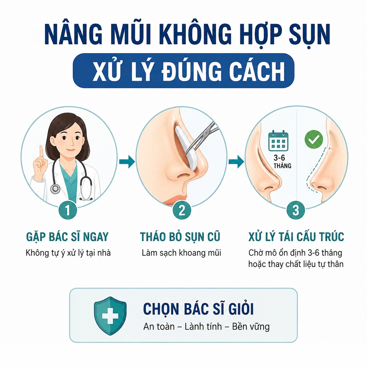Nâng mũi không hợp sụn phải làm sao? 