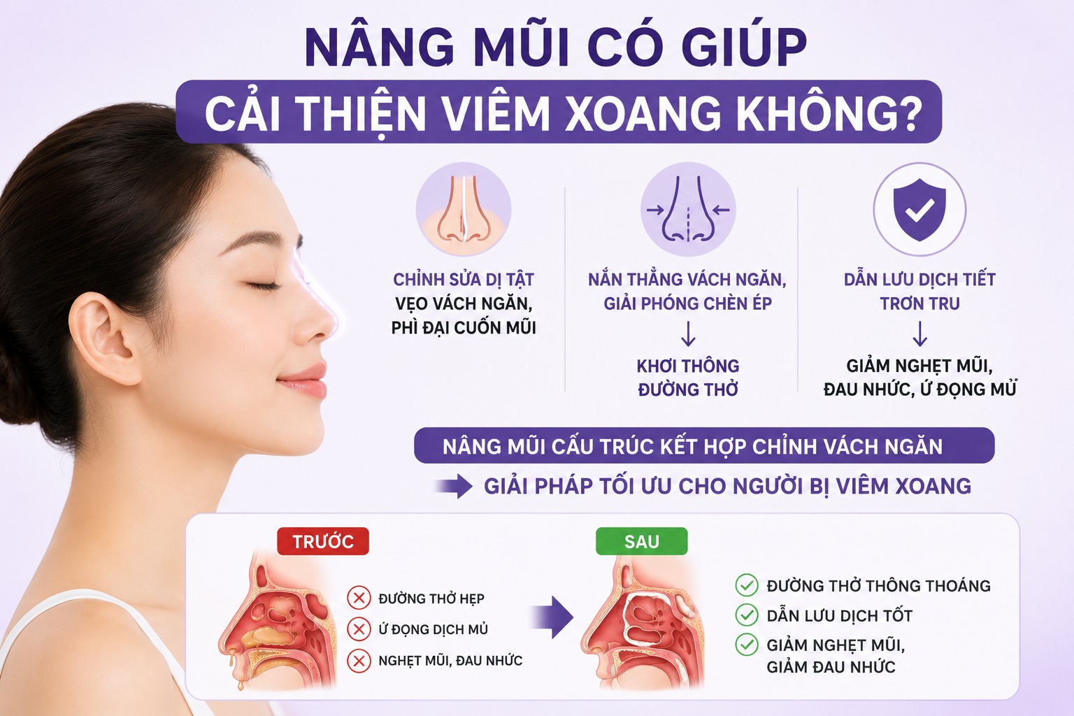 Nâng mũi có giúp cải thiện bệnh viêm xoang không?