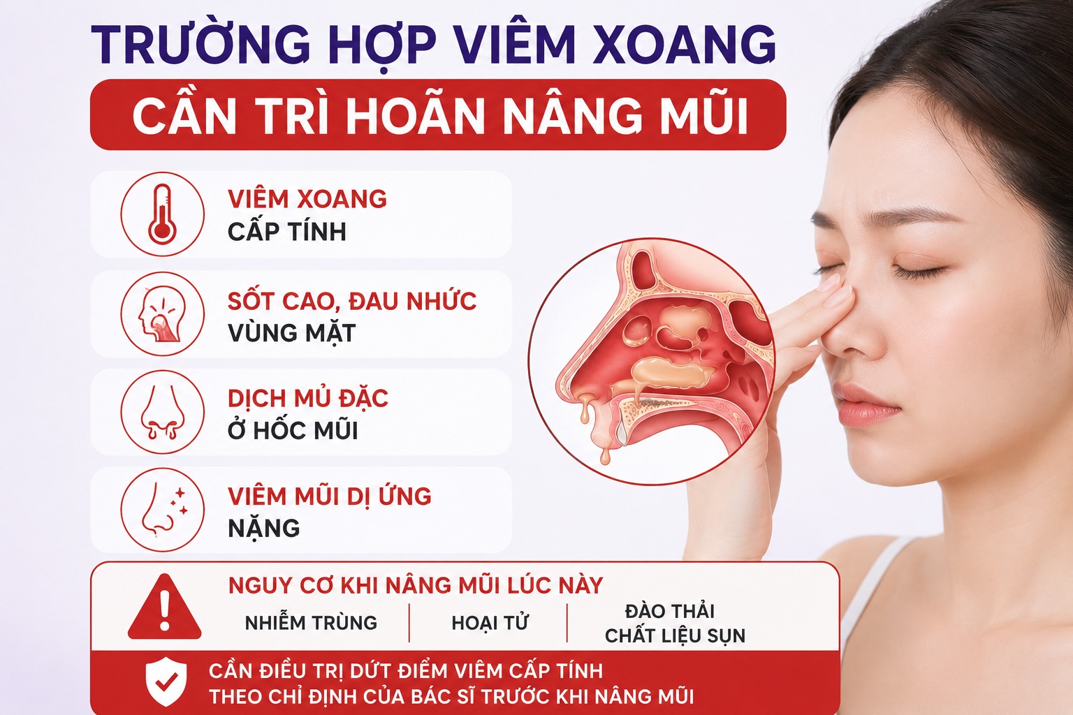 Trường hợp viêm xoang cần trì hoãn nâng mũi