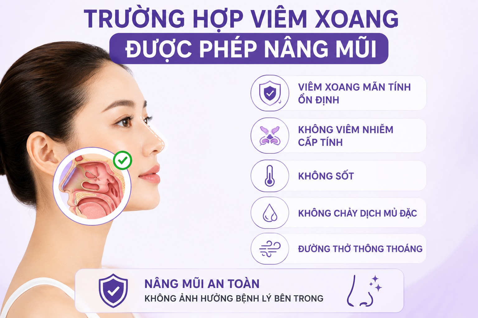 Trường hợp viêm xoang được phép nâng mũi