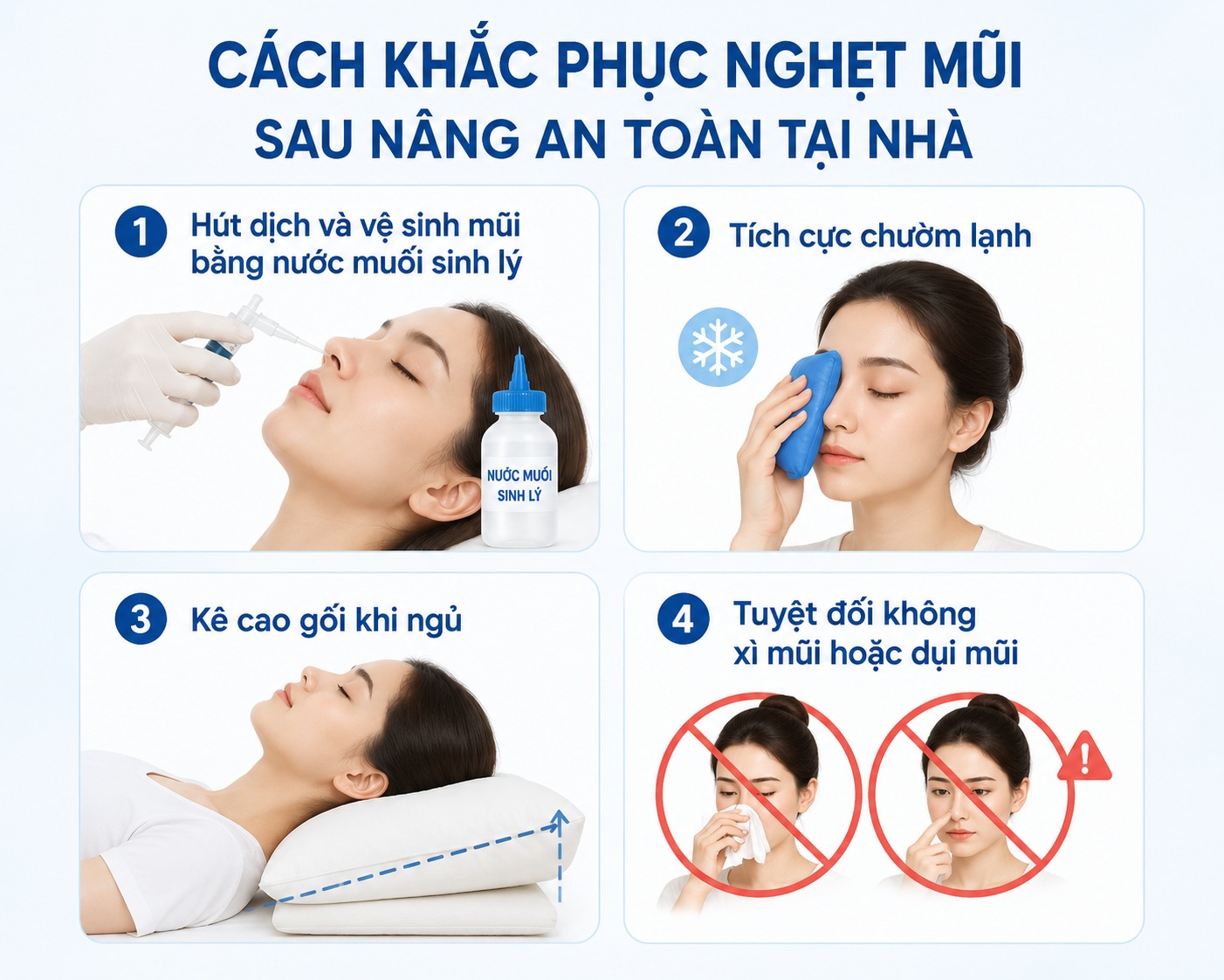 Sau nâng mũi bị nghẹt có sao không? Cách khắc phục an toàn tại nhà Cách khắc phục tình trạng nghẹt mũi sau nâng an toàn tại nhà