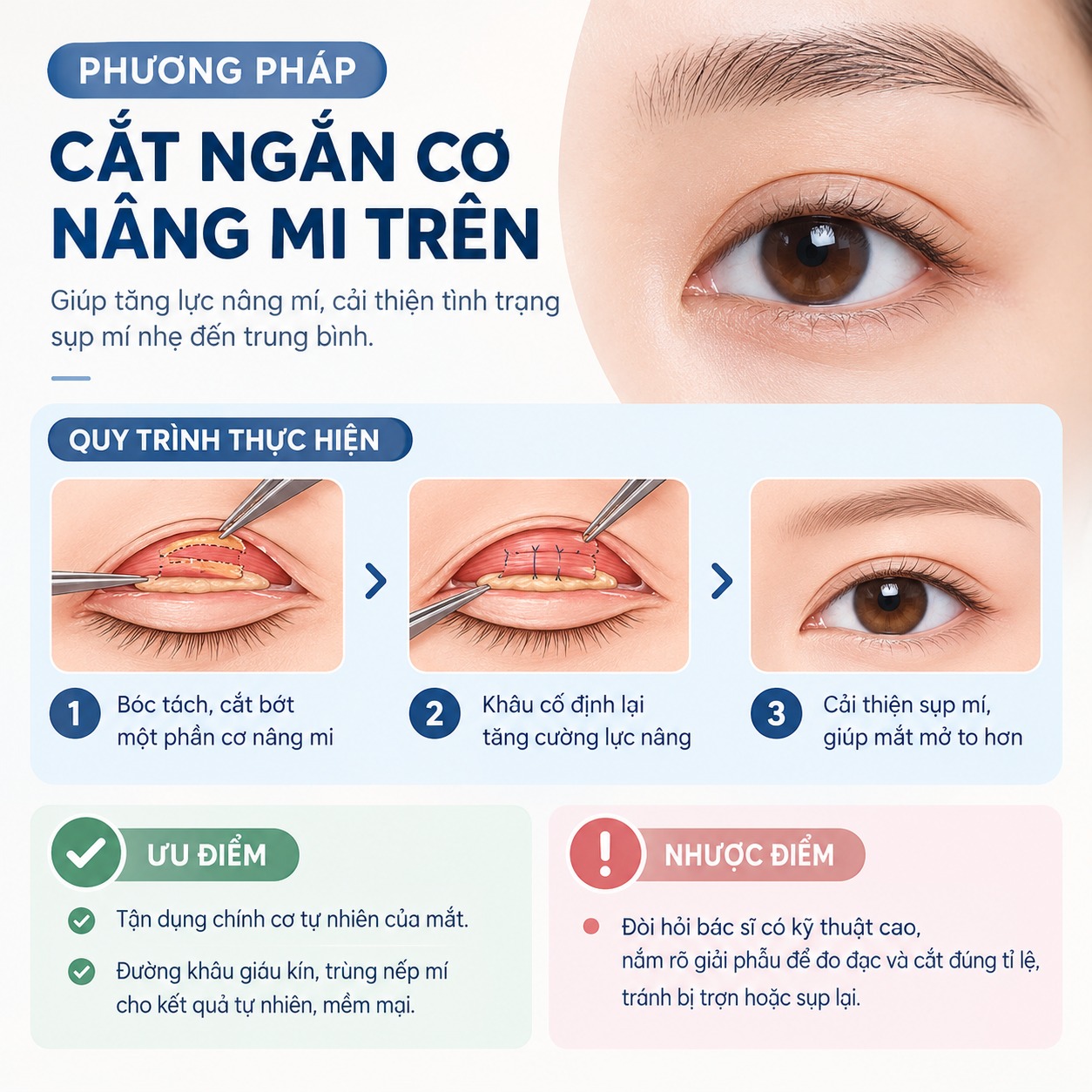 Phương pháp cắt ngắn cơ nâng mi trên